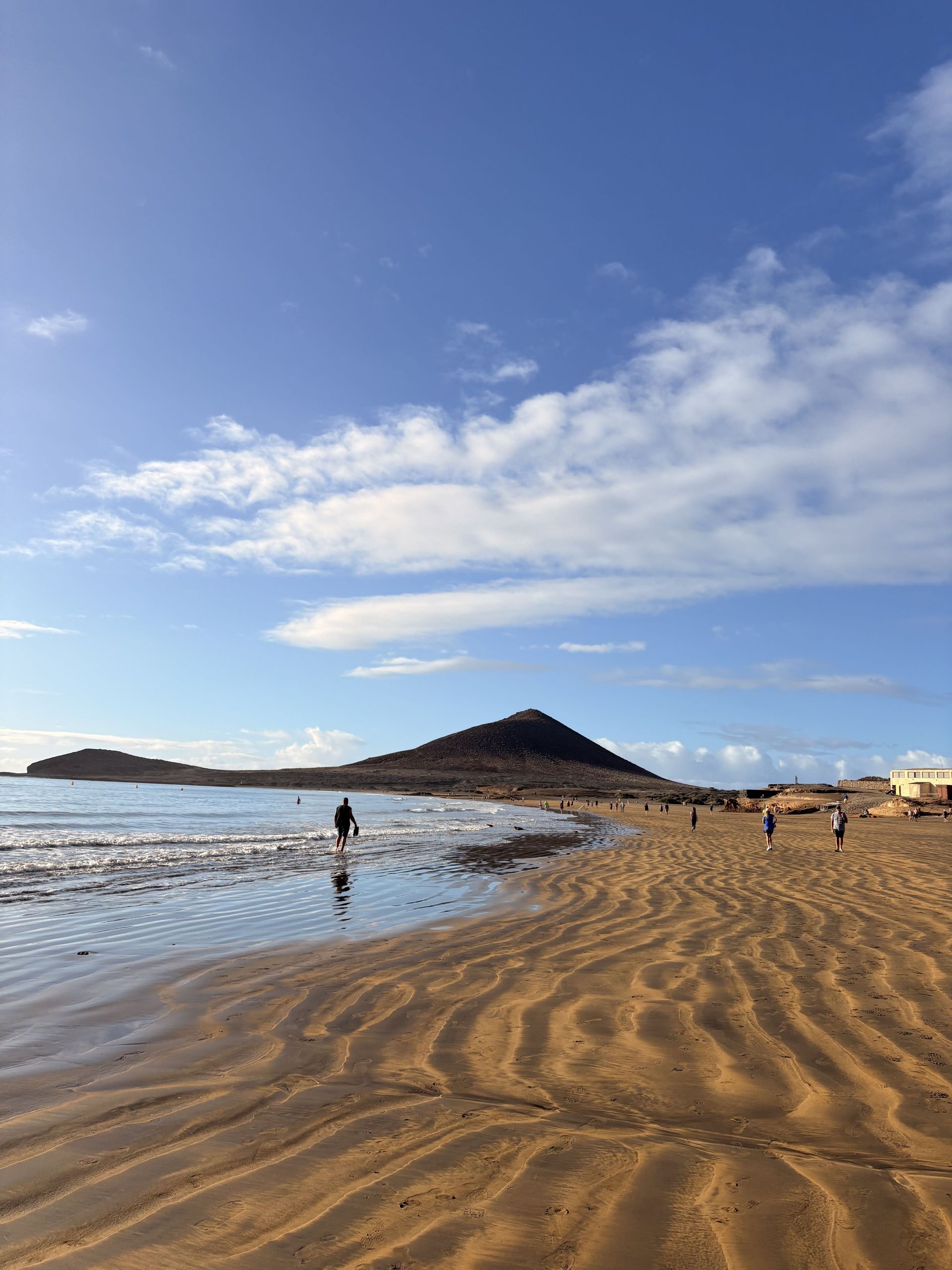 Open sandy coastline representing El Médano beach